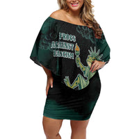 Frogs Against Fascism Family Matching Off Shoulder Short Dress and Hawaiian Shirt No Kings Funny Portland Frog Protest - Wonder Print Shop