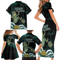 Frogs Against Fascism Family Matching Short Sleeve Bodycon Dress and Hawaiian Shirt No Kings Funny Portland Frog Protest - Wonder Print Shop