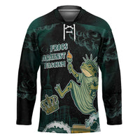 Frogs Against Fascism Hockey Jersey No Kings Funny Portland Frog Protest - Wonder Print Shop