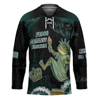 Frogs Against Fascism Hockey Jersey No Kings Funny Portland Frog Protest - Wonder Print Shop