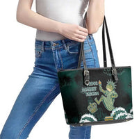 Frogs Against Fascism Leather Tote Bag No Kings Funny Portland Frog Protest - Wonder Print Shop