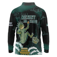 Frogs Against Fascism Long Sleeve Polo Shirt No Kings Funny Portland Frog Protest - Wonder Print Shop