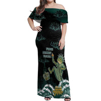 Frogs Against Fascism Off Shoulder Maxi Dress No Kings Funny Portland Frog Protest LT05