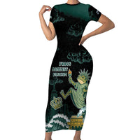 Frogs Against Fascism Short Sleeve Bodycon Dress No Kings Funny Portland Frog Protest - Wonder Print Shop