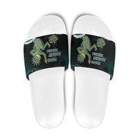 Frogs Against Fascism Slide Sandals No Kings Funny Portland Frog Protest - Wonder Print Shop