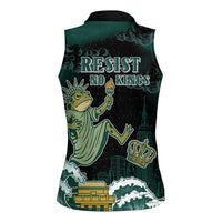 Frogs Against Fascism Women Sleeveless Polo Shirt No Kings Funny Portland Frog Protest - Wonder Print Shop