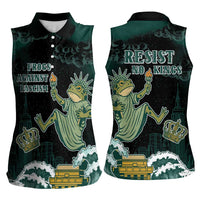 Frogs Against Fascism Women Sleeveless Polo Shirt No Kings Funny Portland Frog Protest - Wonder Print Shop