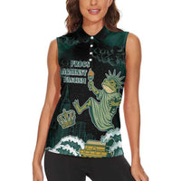 Frogs Against Fascism Women Sleeveless Polo Shirt No Kings Funny Portland Frog Protest - Wonder Print Shop