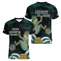 Frogs Against Fascism Women V-Neck T-Shirt No Kings Funny Portland Frog Protest LT05