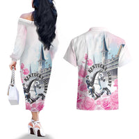 Kentucky Horse Race Couples Matching Off The Shoulder Long Sleeve Dress and Hawaiian Shirt Race For The Roses Churchill Downs