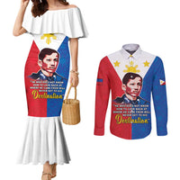 Philippines Filipinos Couples Matching Mermaid Dress and Long Sleeve Button Shirt Jose Rizal Flag Style