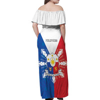 Philippines Filipinos Family Matching Off Shoulder Maxi Dress and Hawaiian Shirt Jose Rizal Flag Style
