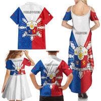 Philippines Filipinos Family Matching Summer Maxi Dress and Hawaiian Shirt Jose Rizal Flag Style