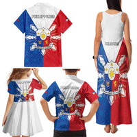 Philippines Filipinos Family Matching Tank Maxi Dress and Hawaiian Shirt Jose Rizal Flag Style