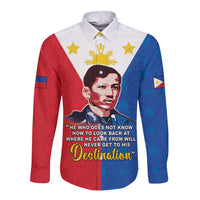 Philippines Filipinos Long Sleeve Button Shirt Jose Rizal Flag Style
