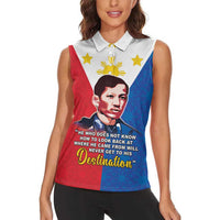 Philippines Filipinos Women Sleeveless Polo Shirt Jose Rizal Flag Style