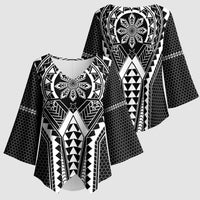Philippines Batok Tribal Inspired Tattoo Black Kimono Sleeve Blouse