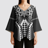 Philippines Batok Tribal Inspired Tattoo Black Kimono Sleeve Blouse