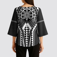 Philippines Batok Tribal Inspired Tattoo Black Kimono Sleeve Blouse