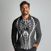 Philippines Batok Tribal Inspired Tattoo Black Long Sleeve Polo Shirt