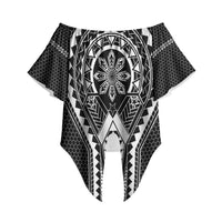 Philippines Batok Tribal Inspired Tattoo Black Off Shoulder Wrap Waist Top