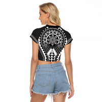 Philippines Batok Tribal Inspired Tattoo Black Raglan Cropped T Shirt
