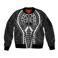 Philippines Batok Tribal Inspired Tattoo Black Sleeve Zip Bomber Jacket