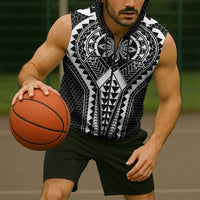 Philippines Batok Tribal Inspired Tattoo Black Sleeveless Zip Hoodie