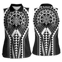 Philippines Batok Tribal Inspired Tattoo Black Women Sleeveless Polo Shirt