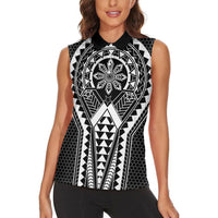 Philippines Batok Tribal Inspired Tattoo Black Women Sleeveless Polo Shirt