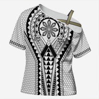 Philippines Batok Tribal Inspired Tattoo White Cross Shoulder Shirt