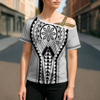 Philippines Batok Tribal Inspired Tattoo White Cross Shoulder Shirt