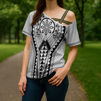 Philippines Batok Tribal Inspired Tattoo White Cross Shoulder Shirt