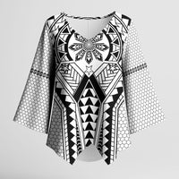 Philippines Batok Tribal Inspired Tattoo White Kimono Sleeve Blouse