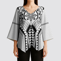 Philippines Batok Tribal Inspired Tattoo White Kimono Sleeve Blouse