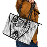Philippines Batok Tribal Inspired Tattoo White Leather Tote Bag