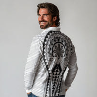 Philippines Batok Tribal Inspired Tattoo White Long Sleeve Polo Shirt