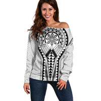 Philippines Batok Tribal Inspired Tattoo White Off Shoulder Sweater
