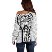 Philippines Batok Tribal Inspired Tattoo White Off Shoulder Sweater