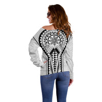 Philippines Batok Tribal Inspired Tattoo White Off Shoulder Sweater