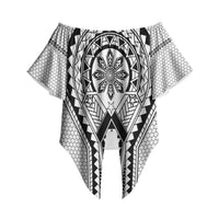 Philippines Batok Tribal Inspired Tattoo White Off Shoulder Wrap Waist Top