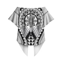 Philippines Batok Tribal Inspired Tattoo White Off Shoulder Wrap Waist Top