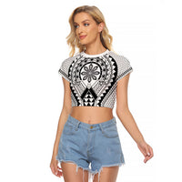 Philippines Batok Tribal Inspired Tattoo White Raglan Cropped T Shirt