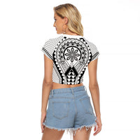 Philippines Batok Tribal Inspired Tattoo White Raglan Cropped T Shirt