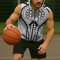 Philippines Batok Tribal Inspired Tattoo White Sleeveless Zip Hoodie