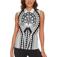 Philippines Batok Tribal Inspired Tattoo White Women Sleeveless Polo Shirt
