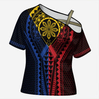 Philippines Batok Tribal Inspired Tattoo Cross Shoulder Shirt