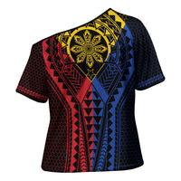 Philippines Batok Tribal Inspired Tattoo Cross Shoulder Shirt