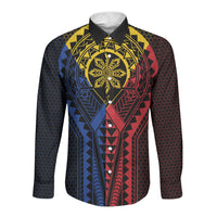 Philippines Batok Tribal Inspired Tattoo Long Sleeve Button Shirt