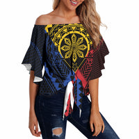 Philippines Batok Tribal Inspired Tattoo Off Shoulder Wrap Waist Top